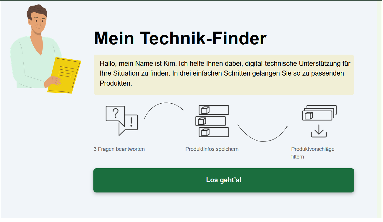 Mit „Mein Technik-Finder“ nach unterstützenden Technologien für den Pflegealltag suchen